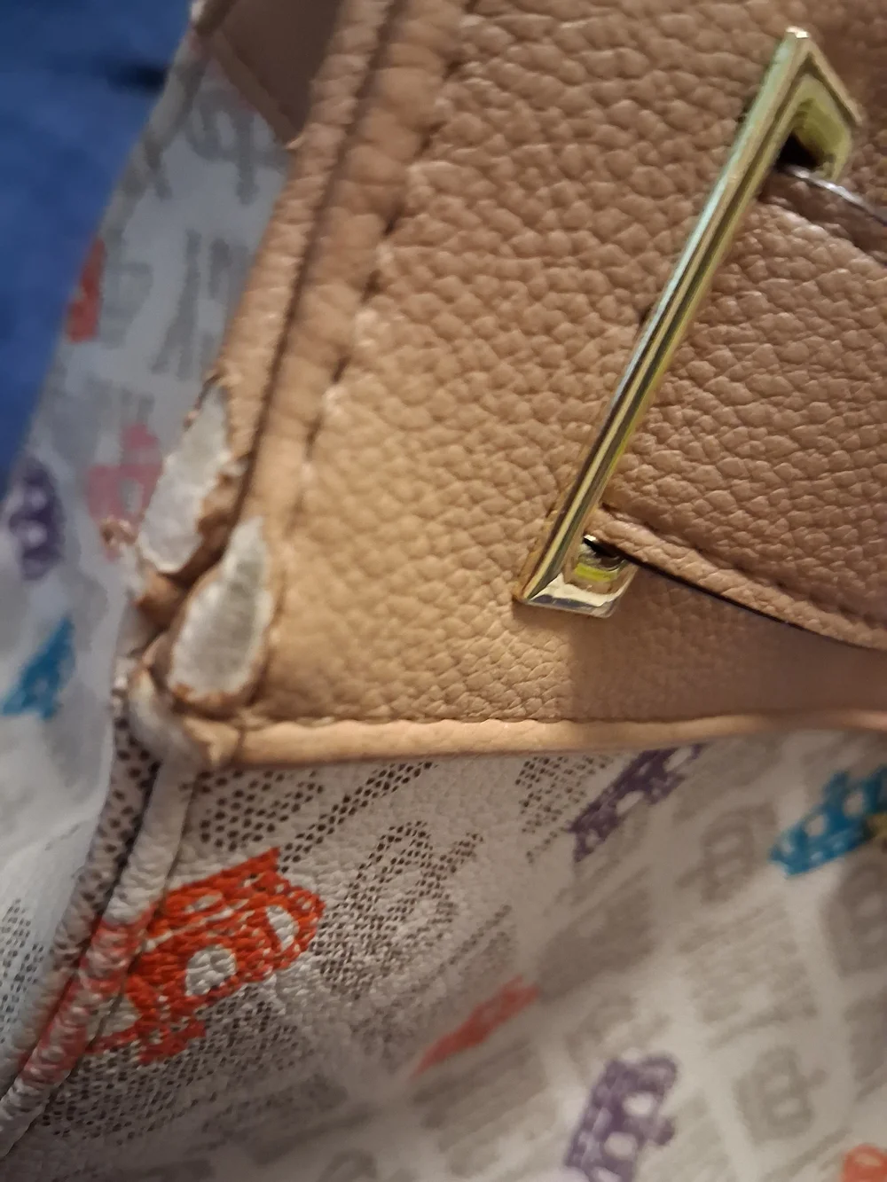 Juicy Couture Beige Tote with Multicolor Crown Print